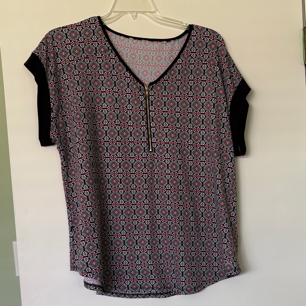 Westport Black and Pink Geometric Blouse